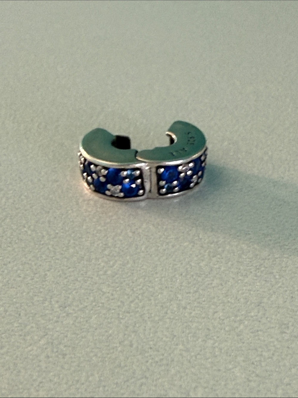 Sterling Silver Blue Crystal Pandora clip